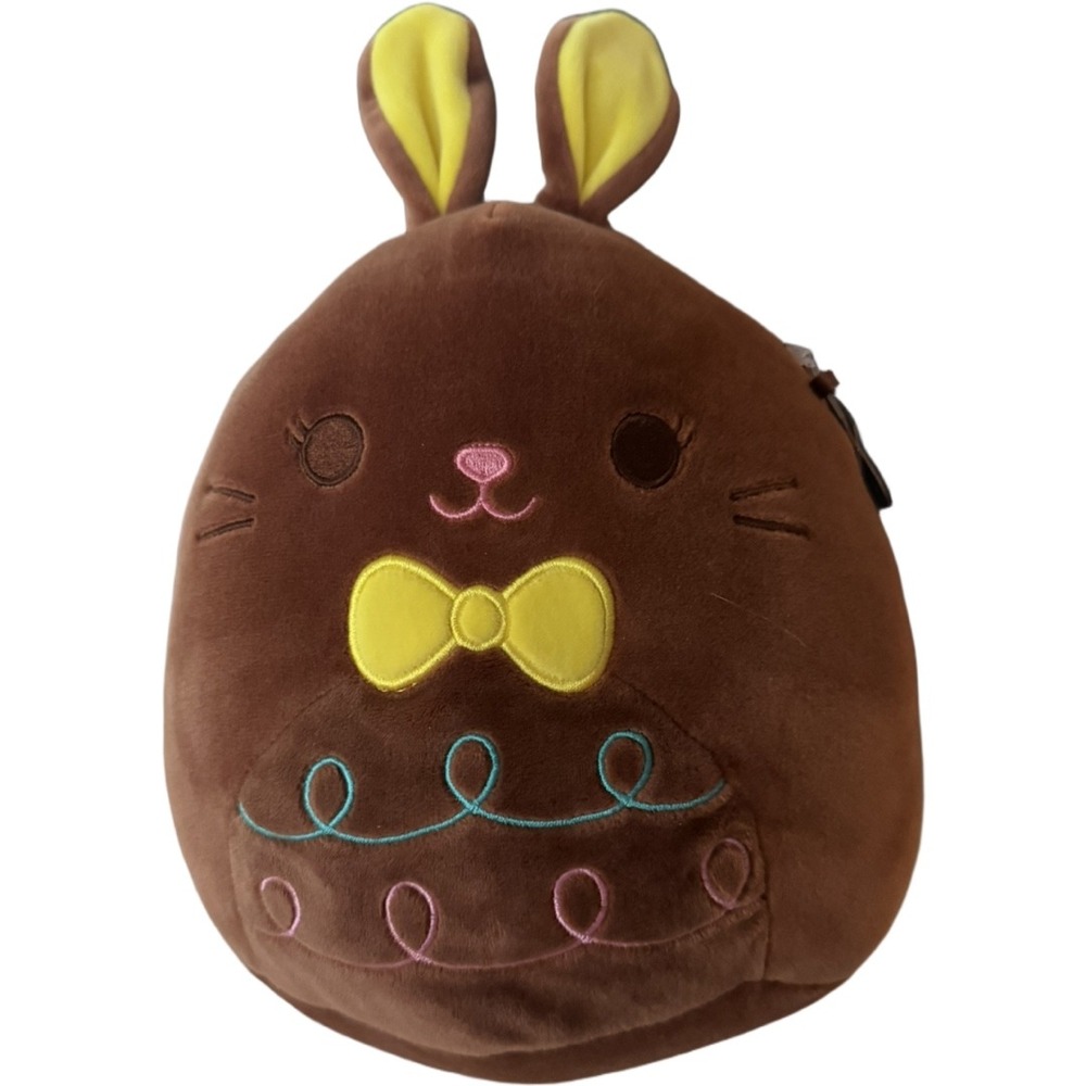 Squishmallows Dinora Chocolate Bunny Plush Brown Easter Rabbit Yellow Bow